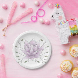 Bachelorette Leaf und Pink Lotus Party Pappteller