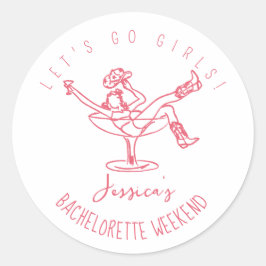 Bachelorette letzte Rodeo-Schreiber Hand gezeichne Runder Aufkleber