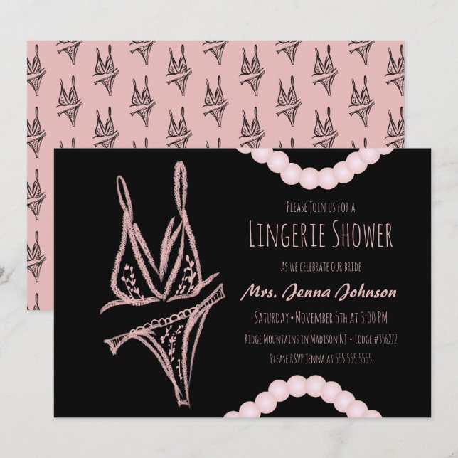 Bachelorette Lingerie Brautparty Pink Pearls (Vorne/Hinten)