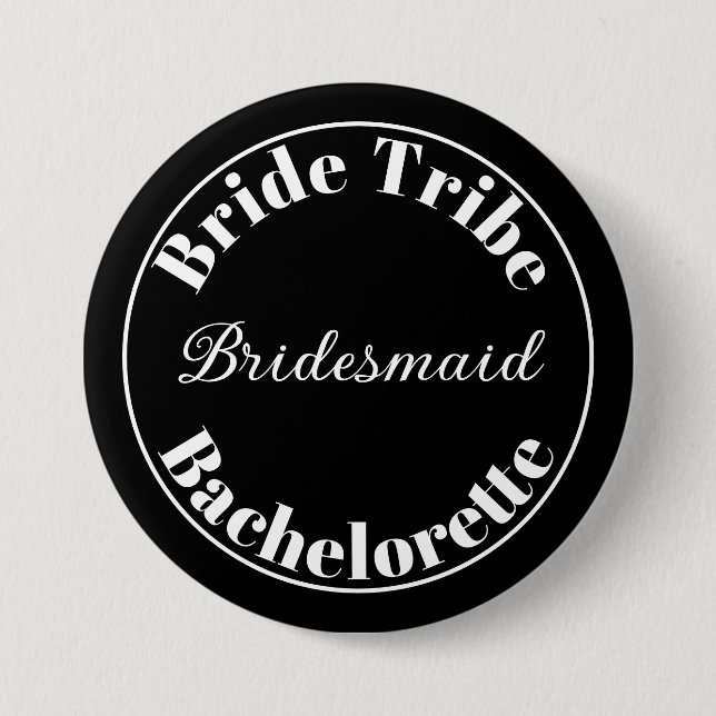 Bachelorette Modern Bride Stamm Schwarz-Weiß Button (Vorderseite)
