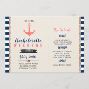 Bachelorette nautique Itinéraire invitation