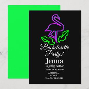Bachelorette Neon Flamingo Tropisches Brautparty Einladung