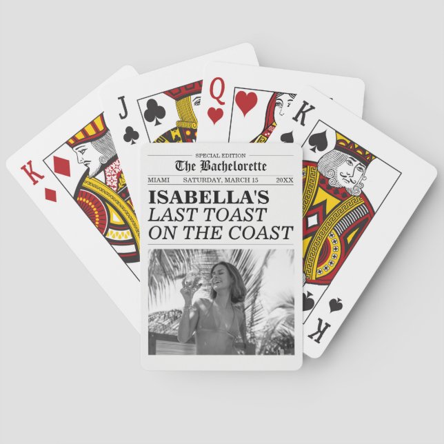 Bachelorette Newspaper Last Toast On The Coast  Spielkarten (Rückseite)