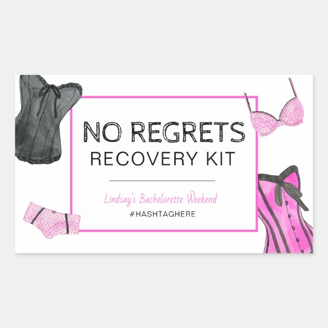 Bachelorette No Regrets Erholung Kit Rechteckiger Aufkleber (Vorderseite)