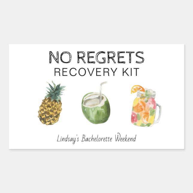 Bachelorette No Regrets Erholung Kit Rechteckiger Aufkleber (Vorderseite)
