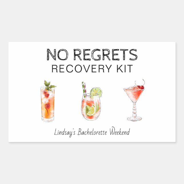 Bachelorette No Regrets Erholung Kit Rechteckiger Aufkleber (Vorderseite)