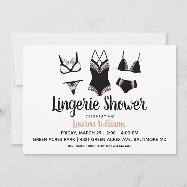 Bachelorette nuptiale Lingerie Cute Invitation (Devant)