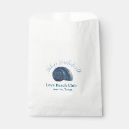 Bachelorette party beach club blue sea shell name  geschenktütchen