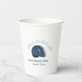 Bachelorette party beach club blue sea shell name  pappbecher