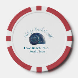 Bachelorette party beach club blue sea shell name  pokerchips