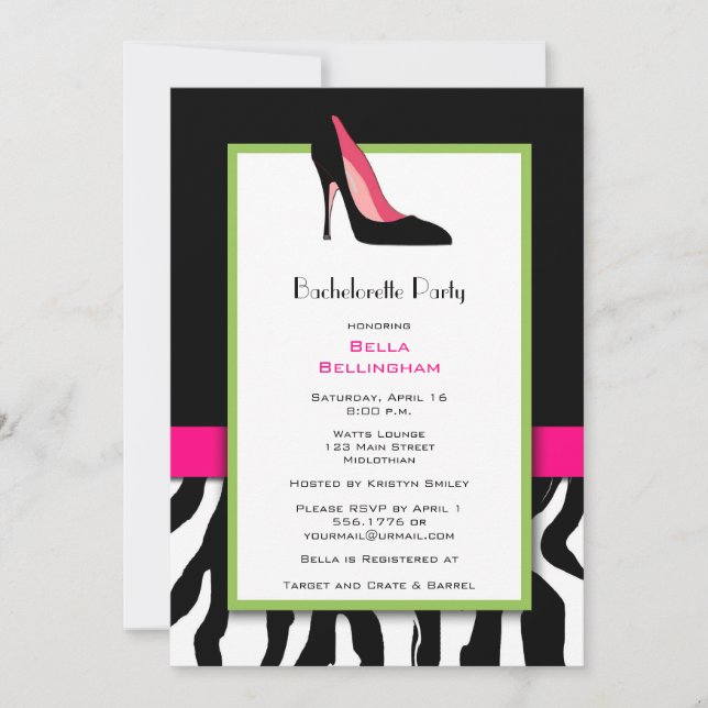 Bachelorette Party Black Heels Invitation (Devant)