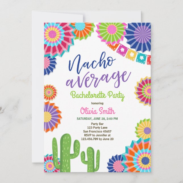 Bachelorette party Fiesta Invitation Nacho Average Einladung (Vorderseite)