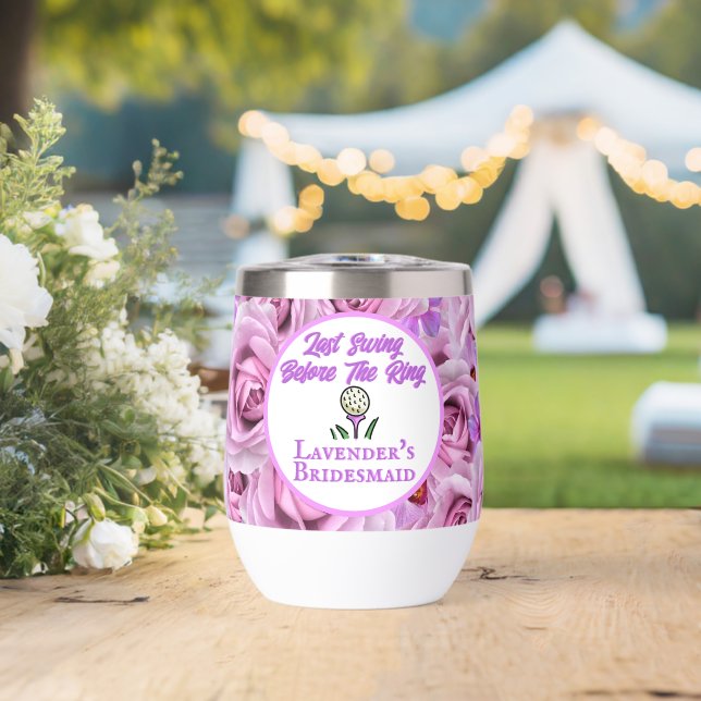 Bachelorette Party Golf Fleurs violettes Personnal (Mariage (pivoté))
