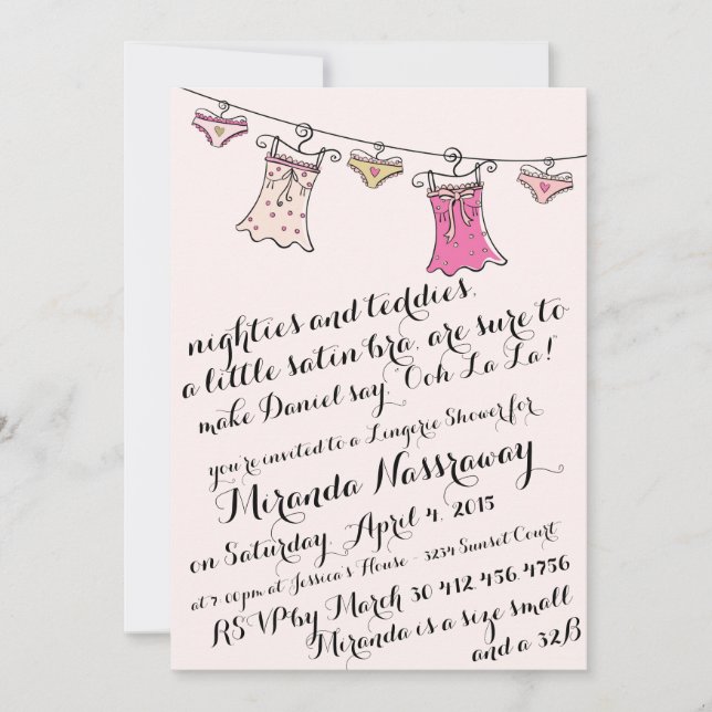 BACHELORETTE PARTY INVITATION // LINGERIE SHOWER EINLADUNG (Vorderseite)