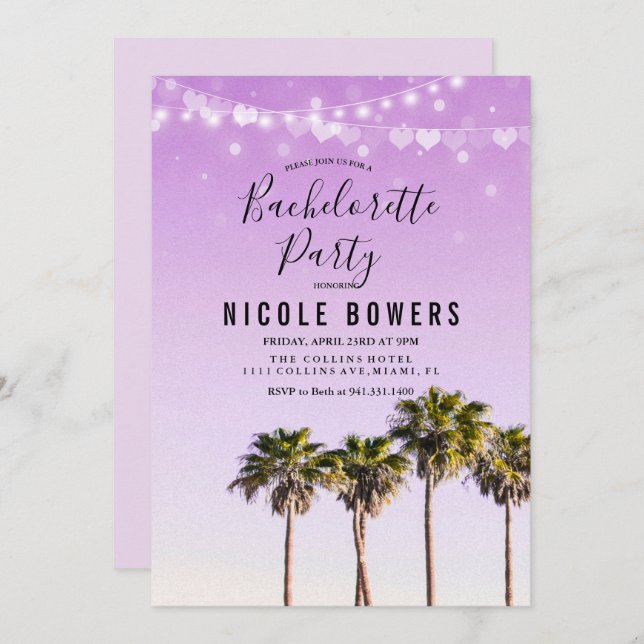 Bachelorette Party Invitation tropicale (Devant / Derrière)