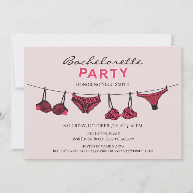 Bachelorette Party Lingerie Flat Invitation (Devant)
