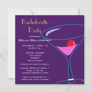 Bachelorette Party Martini verre Invitation