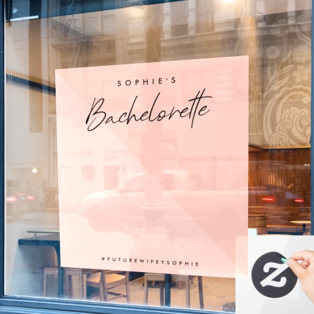 Bachelorette Peach Pink | Minimaler Hintergrund de Fensteraufkleber (Café-Fenster)
