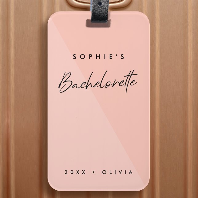 Bachelorette Peach Pink | Minimalistische moderne  Gepäckanhänger (Von Creator hochgeladen)