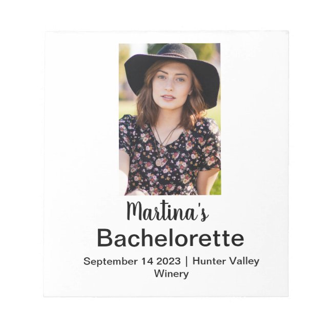 Bachelorette Personalisiert Name Foto Notizblock (Vorderseite)