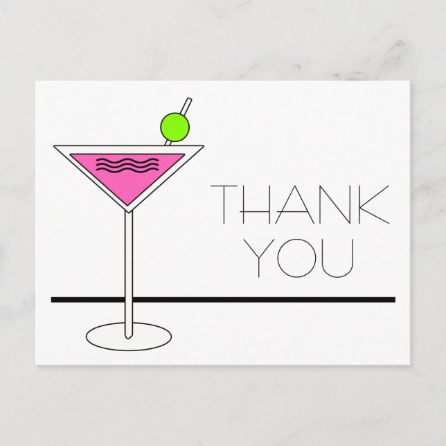 Bachelorette Pink Martini Cocktail Party Vielen Da Postkarte (Vorderseite)