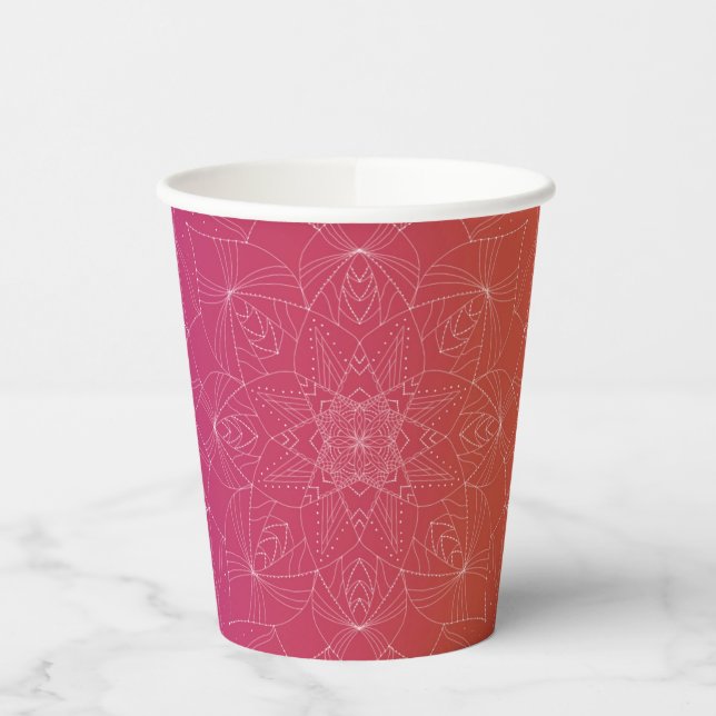 Bachelorette Pink & Orange Ombré Farbiges Party Pappbecher (Links)