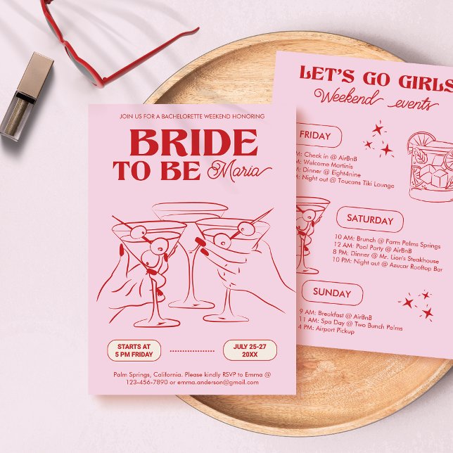 Bachelorette Pink Weekend Party Einladung (Von Creator hochgeladen)