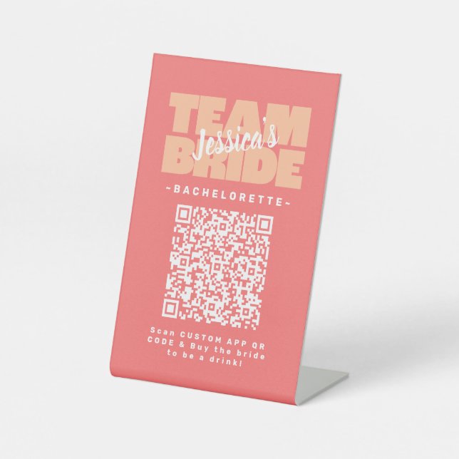 Bachelorette QR Code Kaufen Drink Team Bridge Peac Sockelschild (Vorderseite)