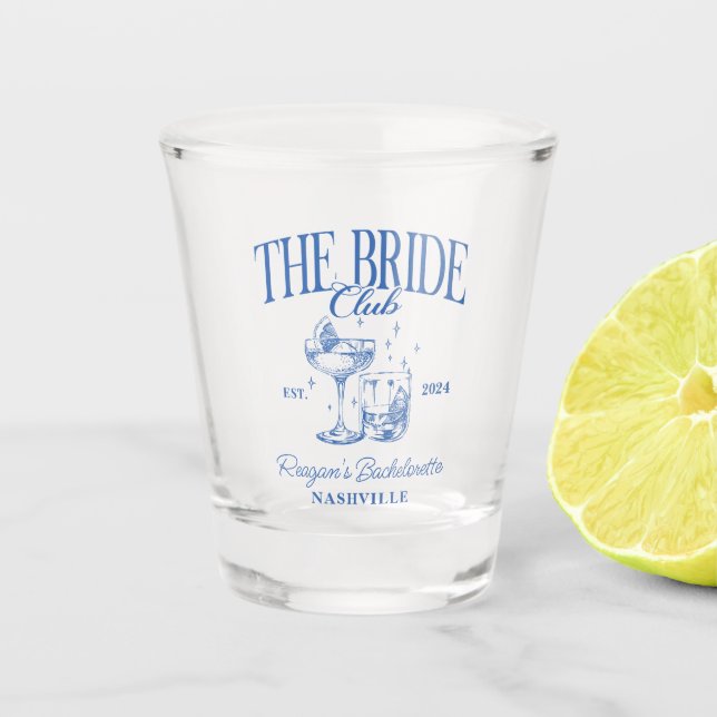 Bachelorette Retro Cocktail Blue Bridge Schnapsglas (Vorderseite)