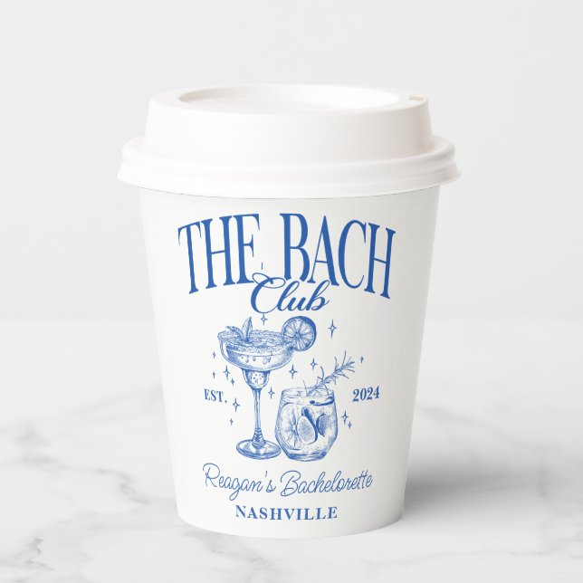 Bachelorette Retro Cocktail Blue Custom Pappbecher (Vorderseite)