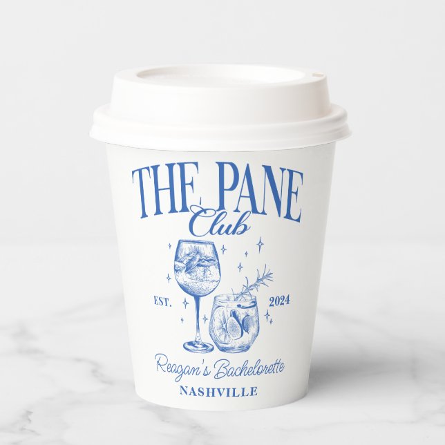 Bachelorette Retro Cocktail Blue Custom Pappbecher (Vorderseite)