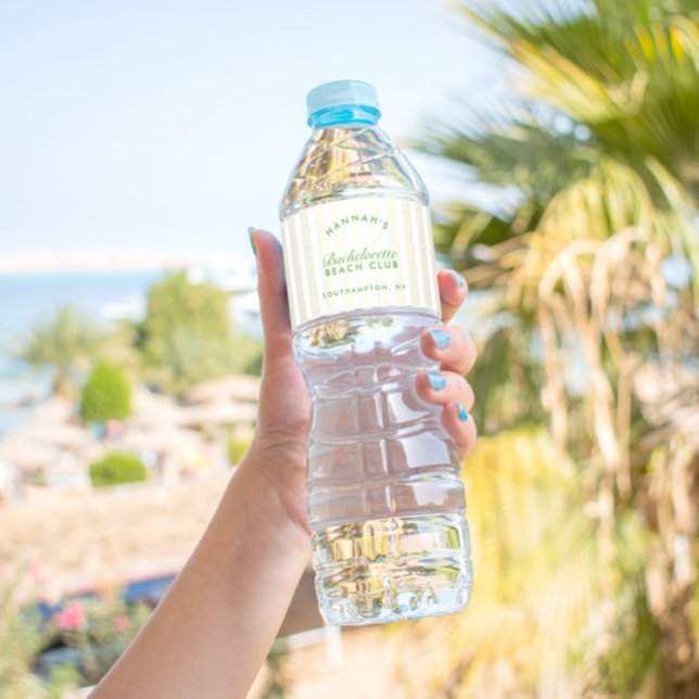 Bachelorette Retro Gelb & Grün Personalisiert (Bachelorette Retro Yellow & Green Personalized Water Bottle Label)