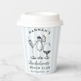 Bachelorette Retro Modern Blue & Black Streifen Pappbecher