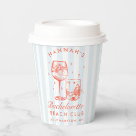 Bachelorette Retro Modern Blue & Red Streifen Pappbecher