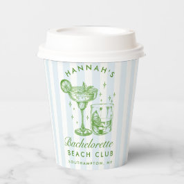 Bachelorette Retro Moderne blaue und grüne Streife Pappbecher