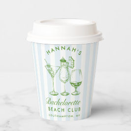 Bachelorette Retro Moderne blaue und grüne Streife Pappbecher