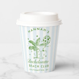 Bachelorette Retro Moderne blaue und grüne Streife Pappbecher
