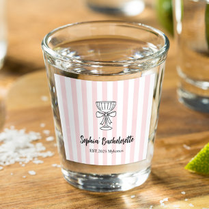 Bachelorette Rosa Streifen   Custom Schnapsglas