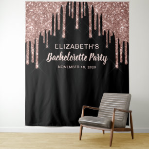 Bachelorette Rose Gold Glitzer Personalisiert Blac Wandteppich