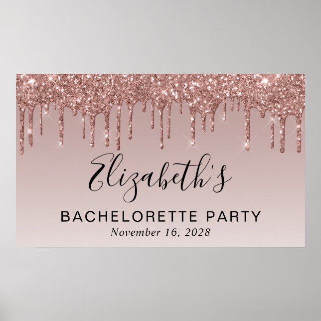 Bachelorette Rose Gold Glitzer Poster (Vorne)