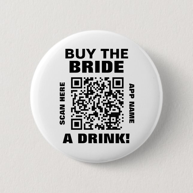 Bachelorette Scannable QR Code Kaufen Sie den Brid Button (Vorderseite)