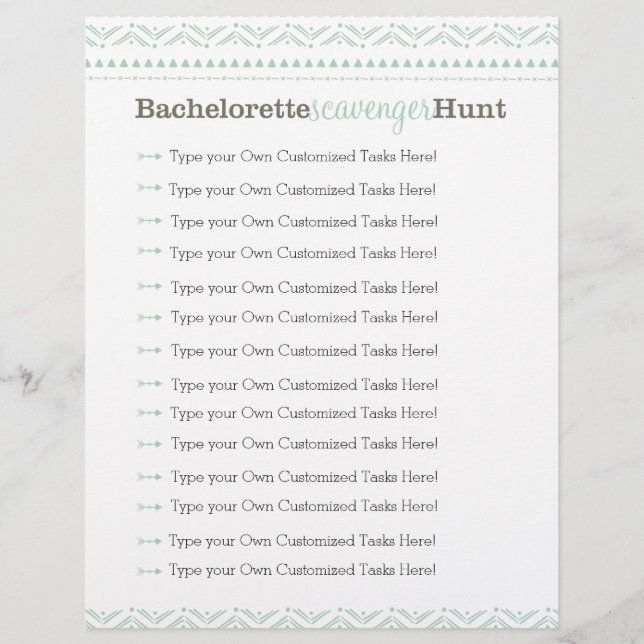 Bachelorette Scavenger Hunt Game Blue Tribal (Vorderseite)