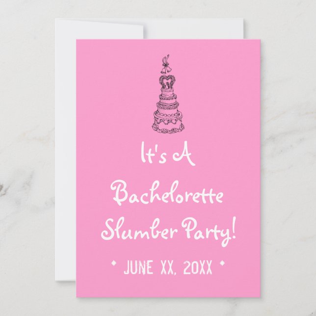Bachelorette Slumber Party Custom Invite (Pink) Einladung (Vorderseite)