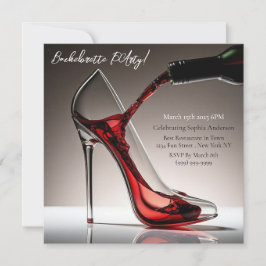 Bachelorette-Stiletto mit Wein Einladung