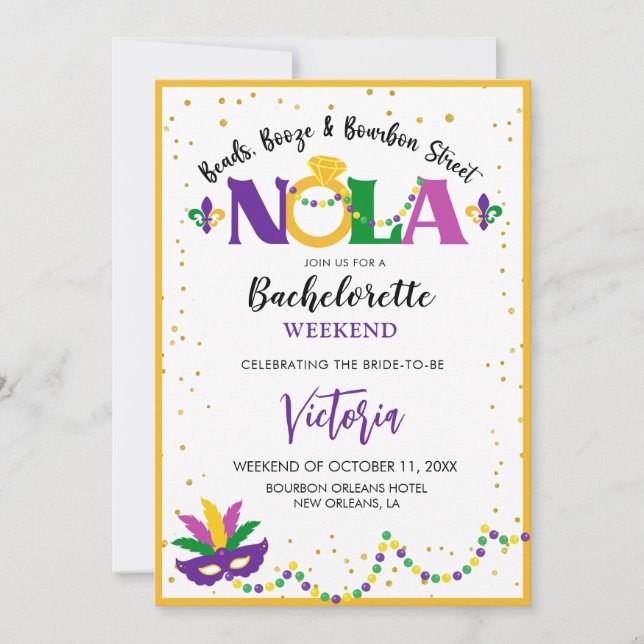 BACHELORETTE, STREET NOLA BACHELORETTE, BÖSE UND B EINLADUNG (Vorderseite)