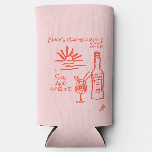 Bachelorette Sun und Spritz Einladung Selters Dosenkühler (Vorderseite)