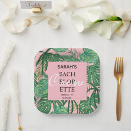 Bachelorette Tropenrosa Exotische Palme Pappteller