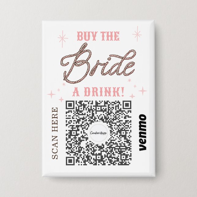 Bachelorette Venmo QR Code Kaufen Sie die Braut ei Button (Vorderseite)