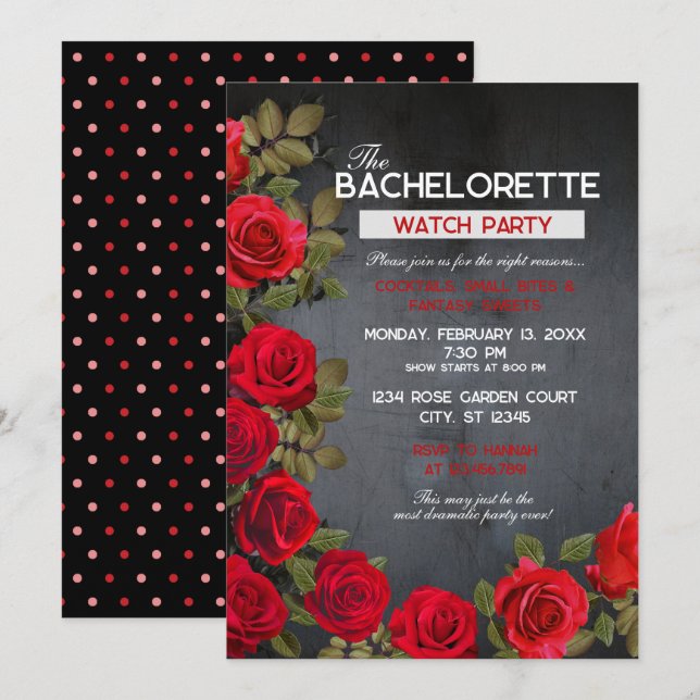 Bachelorette Watch Party Einladung, 5" x 7" (schwa Einladung (Vorne/Hinten)