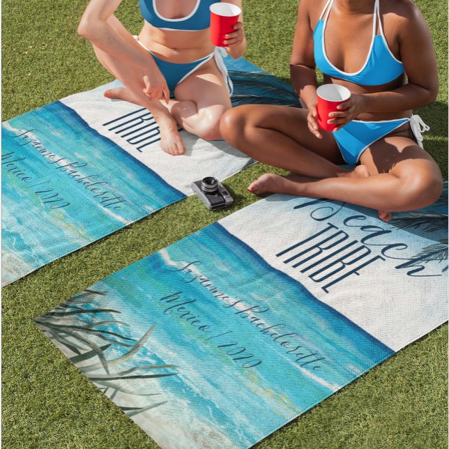 Bachelorette Watercolor Beach Stamm Seascape Strandtuch (Von Creator hochgeladen)